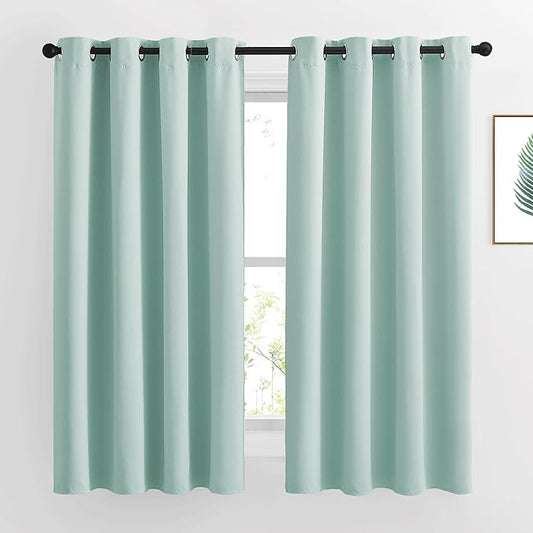 NICETOWN Aqua Blue Room Darkening Curtains - Window Treatment Thermal Insulated Grommet Room Darkening Curtains/Drapes for Bedroom (2 Panels, W52 x L63, Aqua)