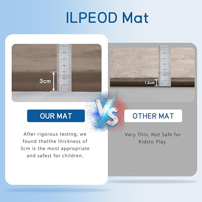 Baby Play Mat for Floor Tummy Time Mat Nursery Rug Muscle Mat Area Rug Playroom Rug Tatami Mat 6'7"x6'7" Memory Foam 1.3" Thick Crawling Mat for Babies,Toddlers, Infants, Kids,Floor Mat(Brown)