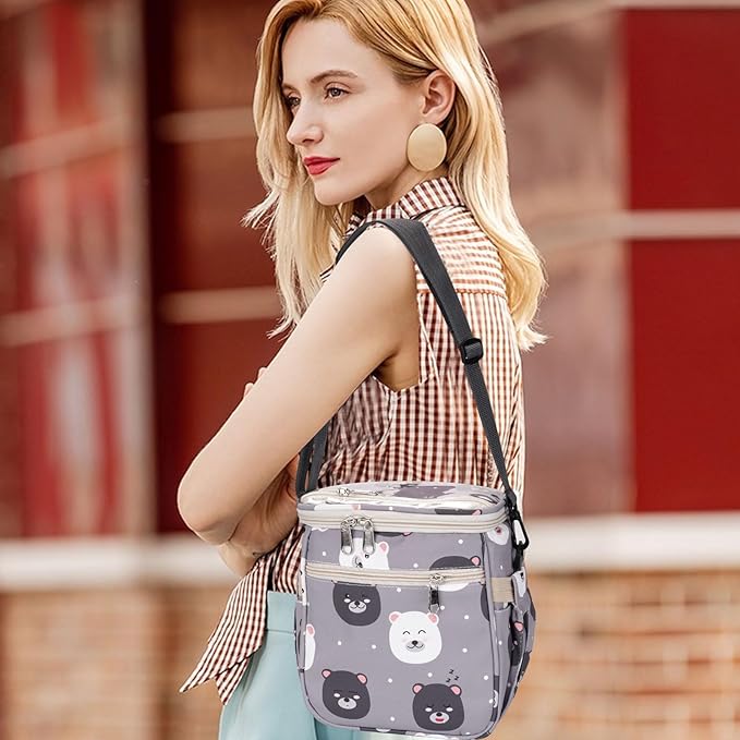 Baby Stroller Organizer Bag，Small Diaper Bag - Universal Stroller Organizer With Insulated Cup Holder,Pocket With Baby Wipes Dispenser，Adjustable Shoulder Strap (Light Gray)