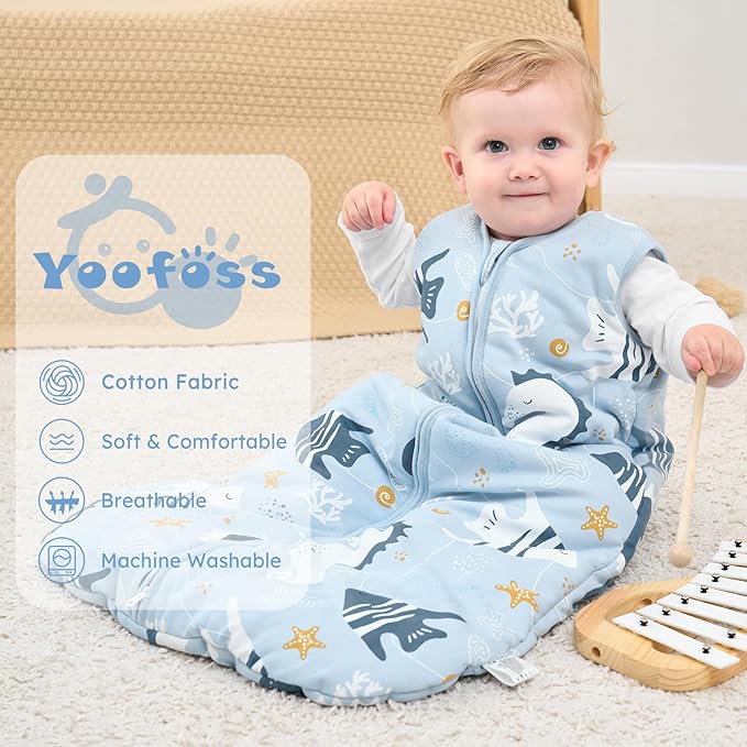 Yoofoss Baby Sleep Sack 6-12 Months, TOG 2.5 Baby Wearable Blanket with 2-Way Zipper, 100% Organic Cotton Fabric Winter Newborn Sleeping Sack, Warm Soft Comfy
