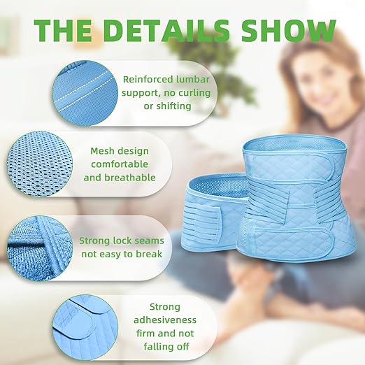 2 in 1 Postpartum Belly Band Wrap Blue, C-Section Support Belt X-Large, Post Partum Support Recovery Waist/Pelvis Belt, Hysterectomy Belly Band Binder Girdle Stomach