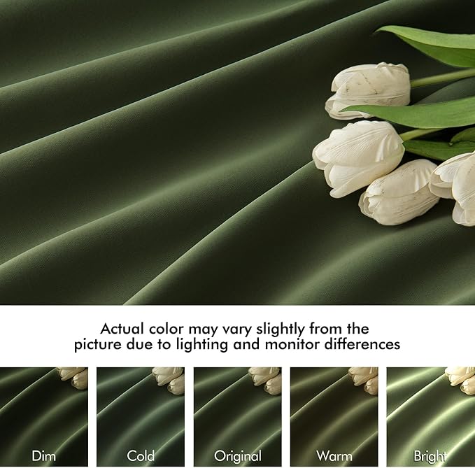 MIULEE Olive Green Back Tab Blackout Curtains 84 Inch Length 2 Panels Set for Living Room Bedroom Privacy, Rod Pocket/Pinch Pleat Thermal Insulated Room Darkening Pleated Light Blocking Drapes