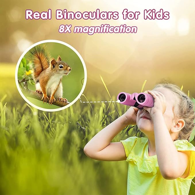 Binoculars for Kids,Compact Kids Binoculars 8x21 High-Resolution for Bird Watching, Camping, Exploration, Hiking, Hunting, Sports Events and Safari Park Gifts for 3-12 Year Boys Girls