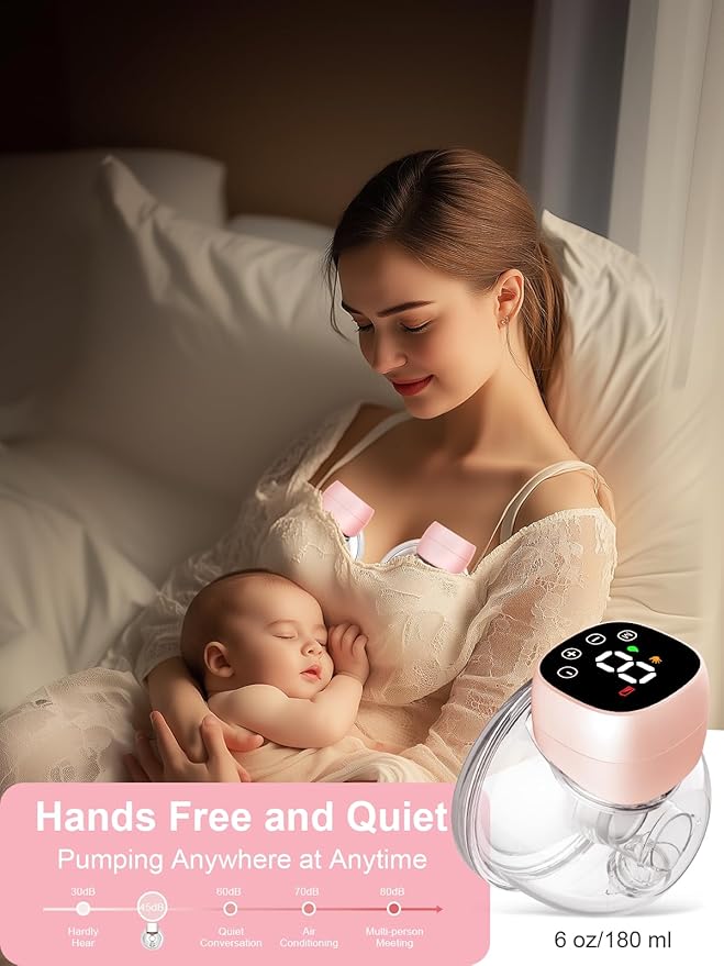 Hands Free Breast Pump, Wearable Breastfeeding Pump 3 Modes & 9 Levels, Double Electric Portable Pump Low Noise with Long Battery Life 2 Pack Pink