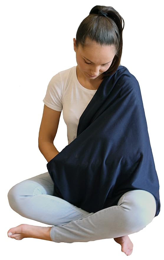 LK Baby Infinity Nursing Scarf Breastfeeding Cover Ultra Soft Premium Jersey Polyester- 100% AZO free and Safe for Baby (Navy Blue)
