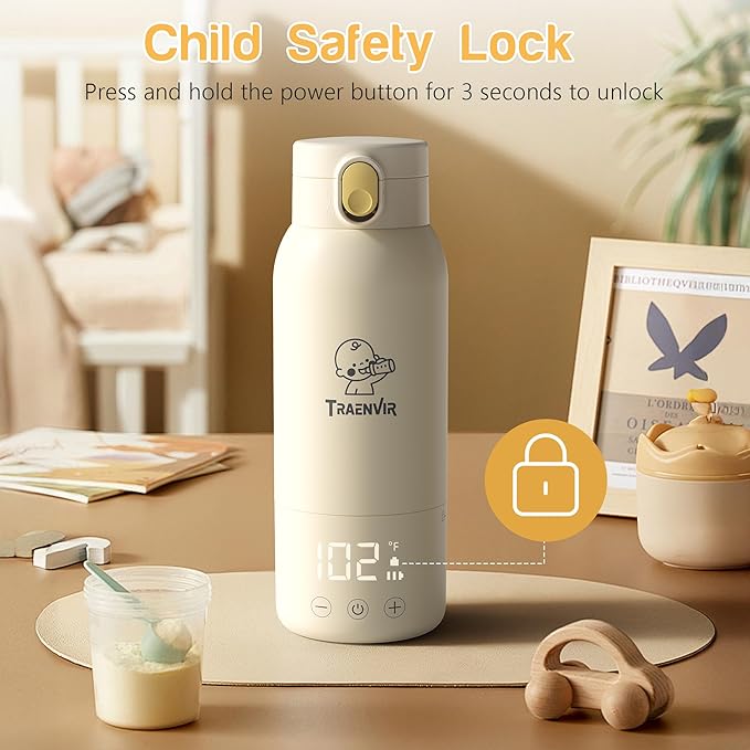 Portable Bottle Warmer for Travel, Removable Bottle Warmer for Formula, Breast Milk & Water, 17oz Large Capacity Baby Milk Warmer with Fast Heating, Baby Bottle Warmer On The Go for Outdoor