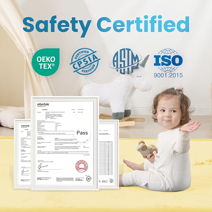 1.3" Thick Baby Play Mat for Floor, 28x72 Foam Tummy Time Mat, Padded Support Soft Plush Bedside Rugs for Infant Kids Toddler Crawling Kick Activity (Vanilla)