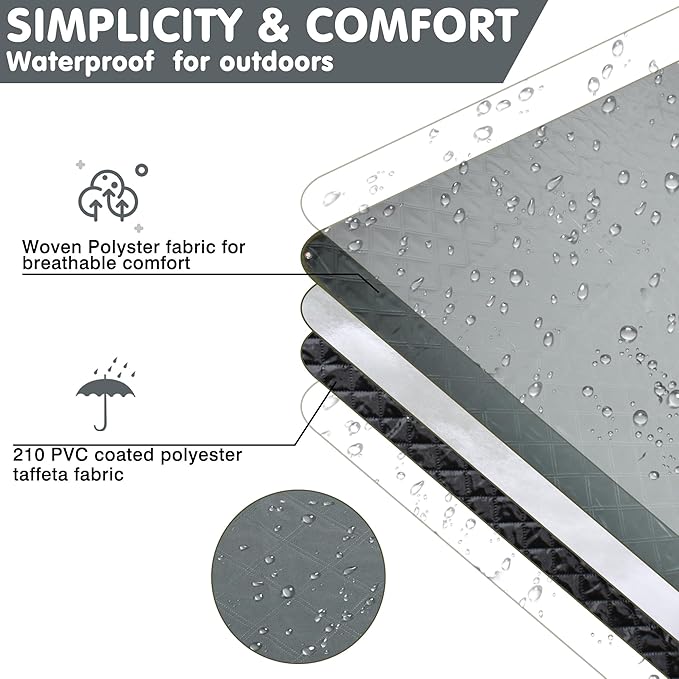 Waterproof Picnic Blanket 80 * 80 in Portable with Carry Strap for Beach Mat or Family Outdoor Camping Party, Park Blanket for Grass Park, Hiking, Travel