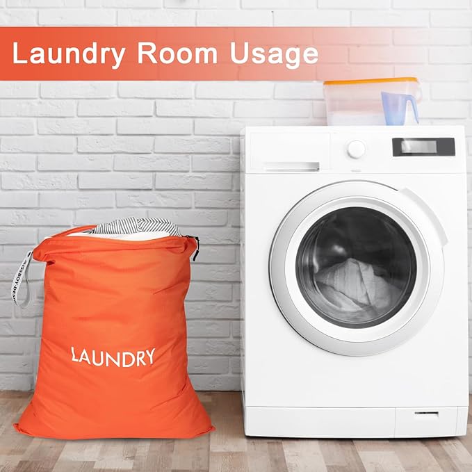 MissBoy 2 Pack Laundry Bags, Nylon Washable Wet Dry Bag, Travel Laundry Bags for Dirty Clothes, Dirty Clothes Organizer Bag for Home, College Dorm Laundromat