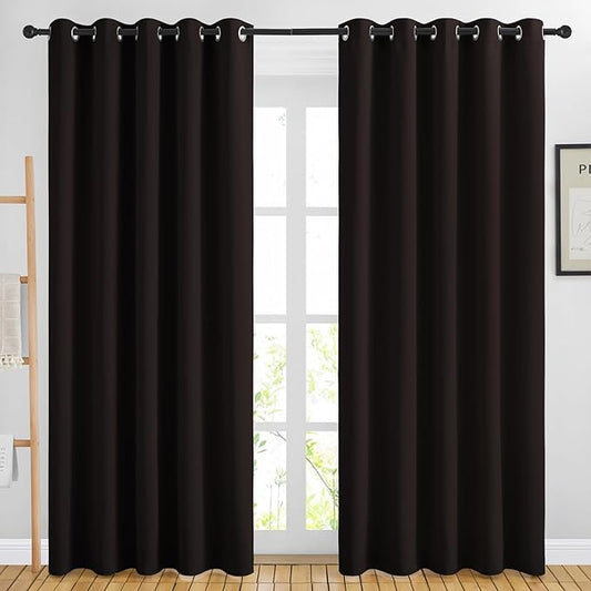 NICETOWN Blackout Curtain Panels 84 inches - Light Reducing Thermal Insulated Solid Grommet Blackout Curtains/Panels/Drapes for Living Room (Set of 2, 66 inches by 84 Inch, Toffee Brown)