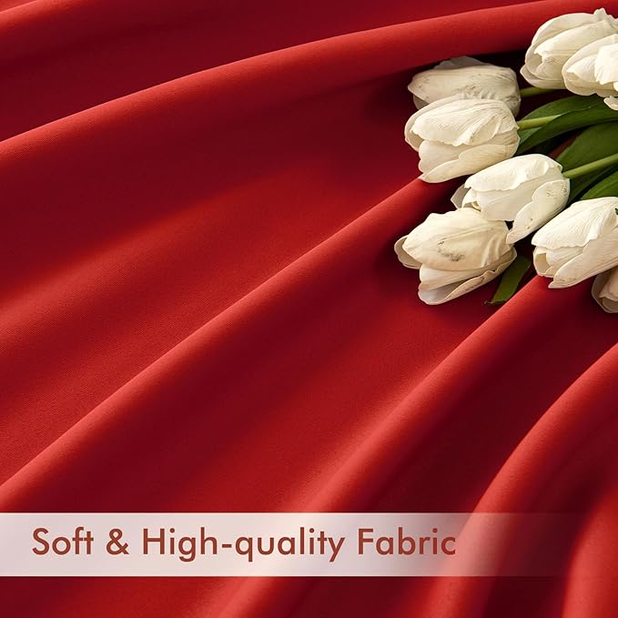 MIULEE Red Back Tab Blackout Curtain 96 Inch Long 2 Panels Set for Living Room Bedroom, Rod Pocket/Pinch Pleat Thermal Insulated Room Darkening Pleated Light Blocking Floor to Ceiling Drape