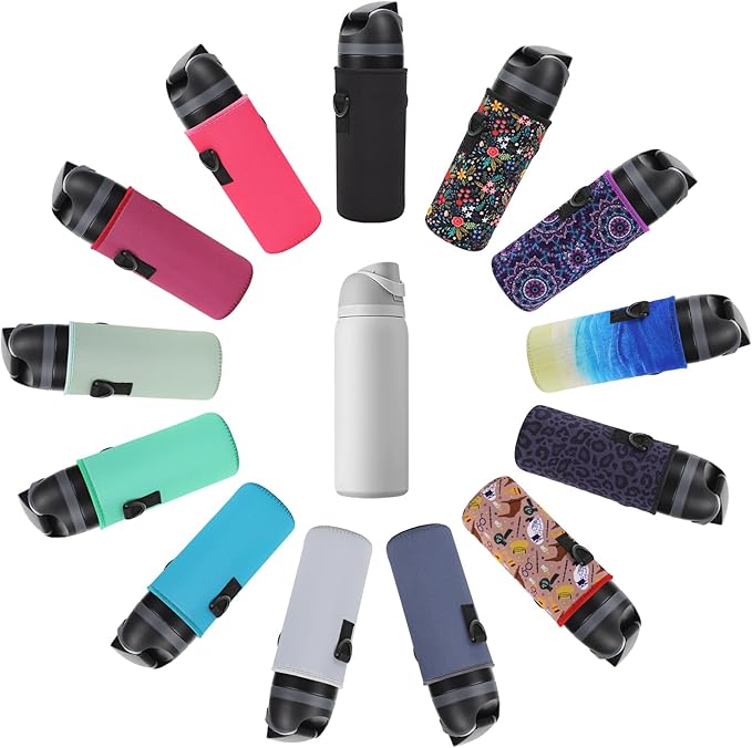 Neoprene Water Bottle Carrier Bag with Adjustable Shoulder Strap for Owala 24 OZ Tumbler, Insulated Water Bottle Cover for Owala FreeSip Insulated Water Bottle (Black Panther, 24 OZ)