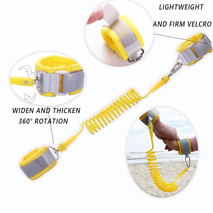 Toddlers Leash + Anti Lost Wrist Link Child Kids Safety Harness Kids Walking Wristband Assistant Strap Belt for Boys Pink Christmas Gift (Black)