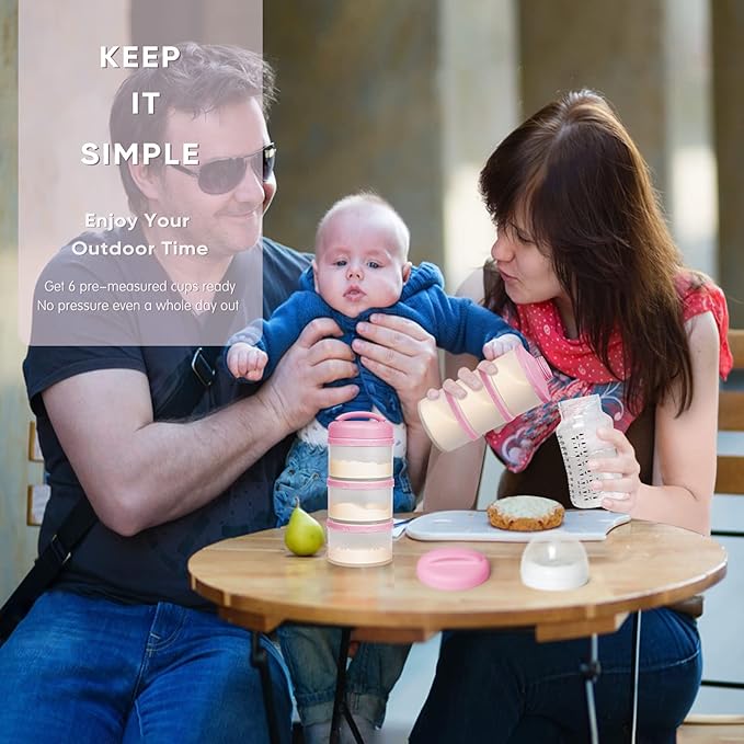 Termichy Stackable Formula Dispenser Portable Milk Powder Container, 2 Pack, Baby Pink