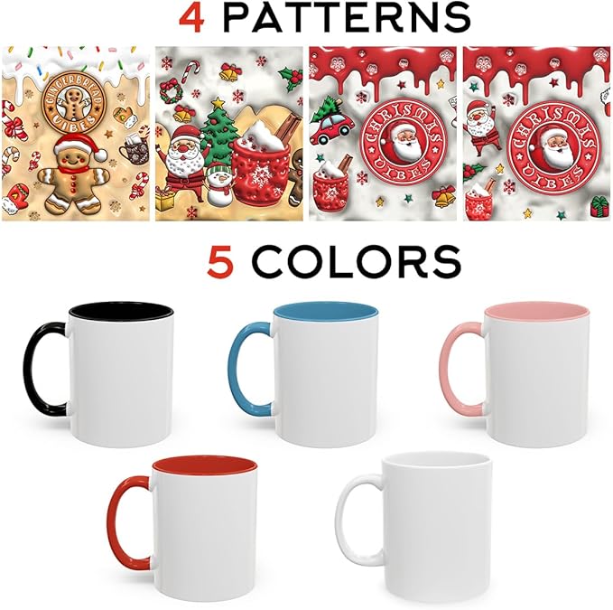 Personalized 3D Effect Christmas Mugs with Names, Santa Claus Coffee Mug, Custom Reindeer Accent Mug Christmas Gifts For Women Men Friends Family Gingerbread Man Mug 11 Oz