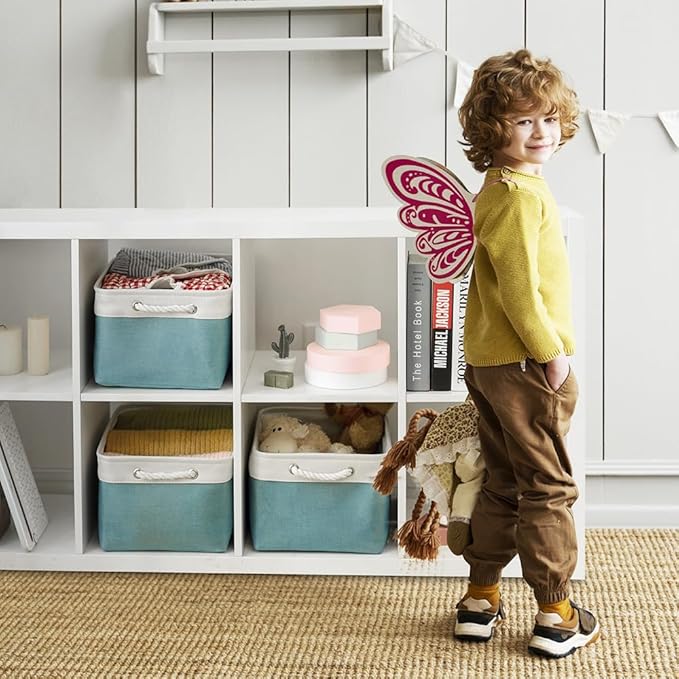 Storage Cubes - 4 Pack Large Fabric Baskets for Organizing, Collapsible Storage Bins for Closet Cloth Decorative Gift supplies Organizer Shelf 15.7 (L) x 11.8 (W) x 8.2 (H) inches