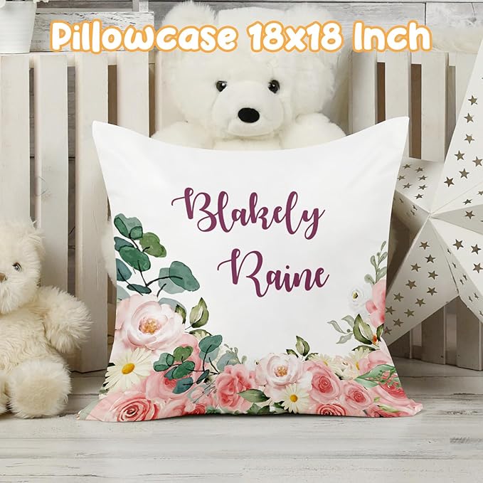 Custom Crib Bedding Set - Owl Design Personalized Name Baby Nursery Bed 3 Pcs Set - Chic Soft Blanket with Dotted Backing, Sheet, Pillowcase for Newborn Girls Boys Gifts Color22