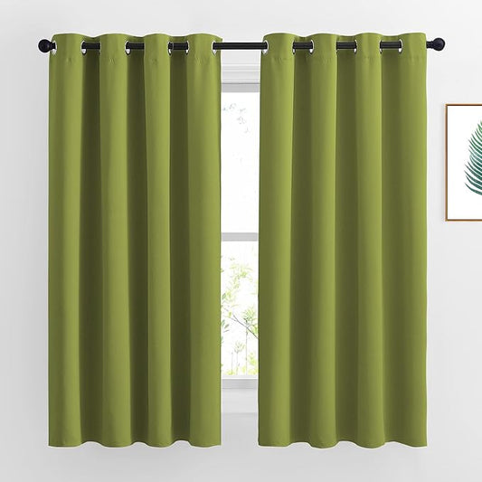 NICETOWN Fresh Green Curtain Panels for Living Room - Window Treatment Thermal Insulated Solid Grommet Vertical Drapes Window Treatments for Bedroom (Fresh Green, Set of 2, 46 by 63 Inch)