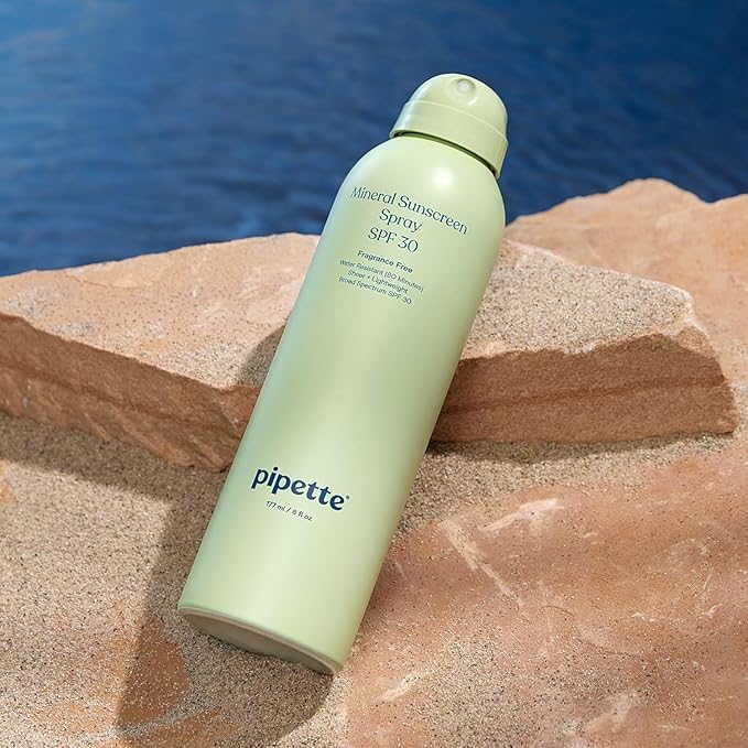 Pipette Baby Mineral Sunscreen Spray SPF 30, Broad Spectrum with Non-Nano Zinc Oxide, Water Resistant UVB/UVA Non-Toxic Sun Protection for Kids & Sensitive Skin, 6 oz (2 pack)