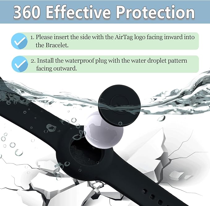 Waterproof Bracelet for AirTag Kids, Personalized Initial Letter Hidden Holder Compatible with Air Tag, Silicone Case for Airtag Adjustable Anti-Lost GPS Tracker for Toddler Child Elder, J