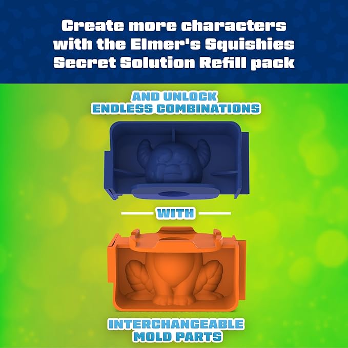 Elmer's Squishies Mix and Match, DIY Squishy Toys, Kids Crafts, Creates 4 Mix and Match Characters, 24 Piece Kit