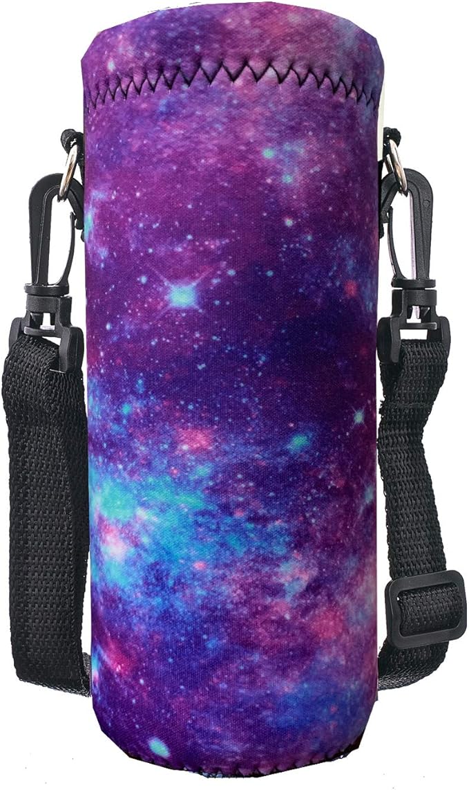 Neoprene Water Bottle Carrier Bag with Adjustable Shoulder Strap for Men Women Walking Hiking,Portable Insulated Holder Case for Stainless Steel/Glass/Plastic Bottles