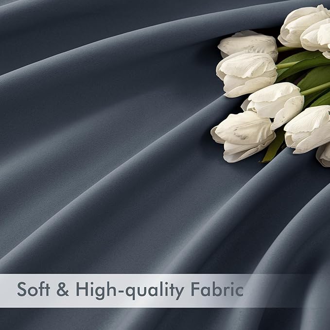 MIULEE Stone Blue Back Tab Blackout Curtains 102 Inch Long 2 Panels Set for Bedroom, Rod Pocket/Pinch Pleated Thermal Insulated Living Room Darkening Light Blocking Floor to Ceiling Drapes