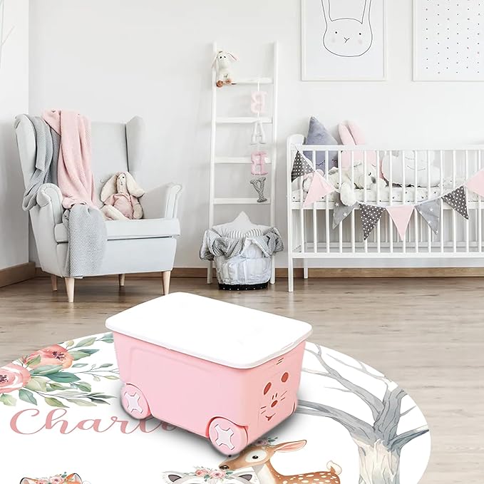 Custom Nursery Crib Bedding Set: Personalized Name 4 Piece Sika Deer & Fox Pattern Baby Crib Sets for Girls - Toddler Double Layer Blanket Set, Comfortable Crib Bed Sheets for Baby Toddlers