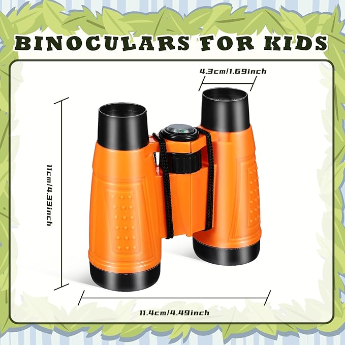 Libima 24 Pcs Binoculars for Kids Educational Compact Kids Binoculars with Neck String Toddler Telescope for Boys Girls Learning Bird Watching Camping Hiking Travel Safaris Birthday Gifts(Orange)