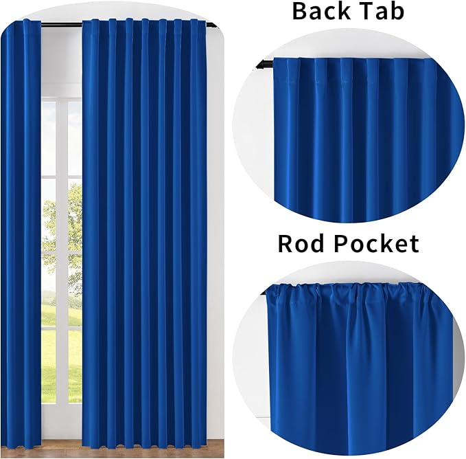 Joydeco Blackout Curtains 84 Inch Long for Bedroom, Thermal Insulated Black Out Curtains 2 Panels Set, Room Darkening Drapes for Living Room Window (W52 x L84 Inch, Royal Blue)