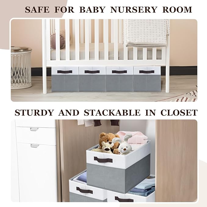 Criusia 12 Pack Large Storage Baskets for Shelves | Fabric Closet Organizers and Storage Bins with Handles for Home Organization | Decorative Collapsible Basket for Organizing Clothes Toy Nursery