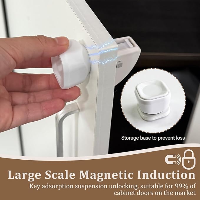 Magnetic Cabinet Locks for Baby Safety, Children Proof Cupboard Drawers Latches, Safe & Easy Install, Multi-Purpose Adhesive No Need for Screws or Tools(24 locks and 2 Keys)
