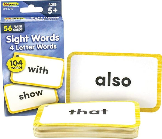 Teacher Created Resources Sight Words Flash Cards - 4 Letter Words (EP62040, 3-1/8" x 5-1/8"
