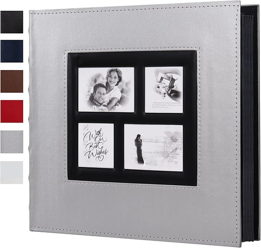 RECUTMS Photo Album Self Adhesive, Magnetic Self-Stick Scrapbook Album Holds 3x5 4x6 5x7 6x8 8x10 Pictures 60 Pages Black Inner Page for Family Wedding Baby Birthday Anniversary