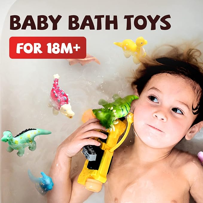 Hely Cancy Dinosaur Bath Toys - No Hole Bath Toys for Kids,Baby Bath Toys for Shower Water Pool Toys