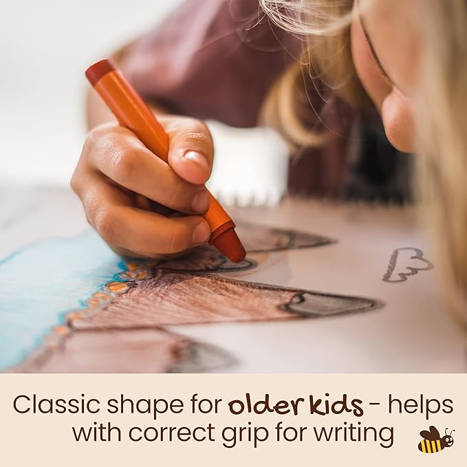 Honeysticks Jumbo Crayons (8 Pack) - Non Toxic Crayons - 100% Pure Beeswax and Food Grade Colors - 8 Bright Colors - Large, Easy to Hold and Use - Preschool Art Supplies for Toddlers/Kids 3-5, 4-8