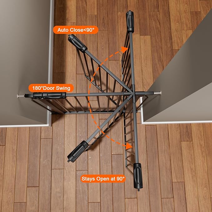 HOOEN 30" Tall Extra Wide Baby Gates for Doorways Stairs 48 to 53 Inch Long Large Pressure Mounted Dog Gates for The House Walk Through Gates Indoor Safety Child Gates for Kids or Pets