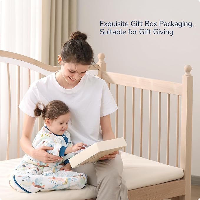 Baby Sleep Sack 3-6 Months, Cotton Detachable Long Sleeve Sleep Sack, 2.5 Tog Toddler Sleeping Sack with Temperature Strips, 2-Way Zipper Wearable Blankets for Newborns, Dinosaur