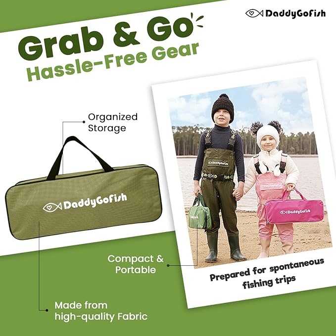 DaddyGoFish Kids Fishing Pole - Rod Reel Combo Tackle Box Starter Set - First Year Small Gear Kit for Boys Girls Toddler Youth Age Beginner Little Children