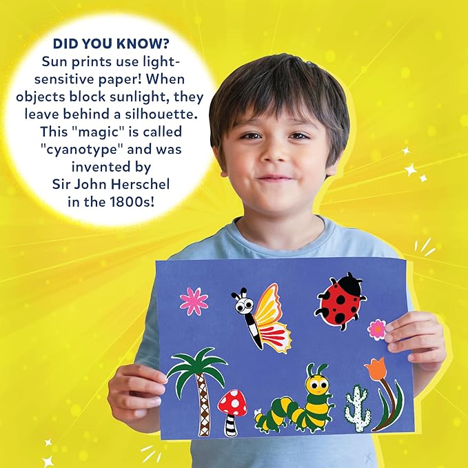 Skillmatics Sun Paper Art Kit - STEM Craft Kit for Kids with Decorative Paper, Stencils & Markers, Create with Sunlight, Mess-Free, Indoor Fun, Gifts for Ages 4, 5, 6, 7, 8, 9, 10, 11, 12