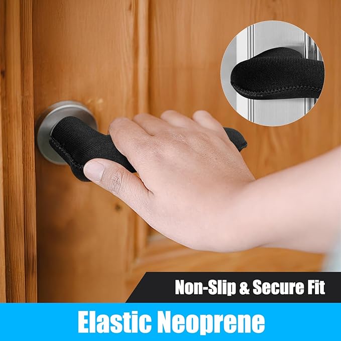 5PCS Door Handle Covers - Anti-Scald & Anti-Freeze Knob Protectors, Elastic Neoprene Rubber Cushion for Hot/Cold Handles, Universal Fit for Home/Office/School Doors
