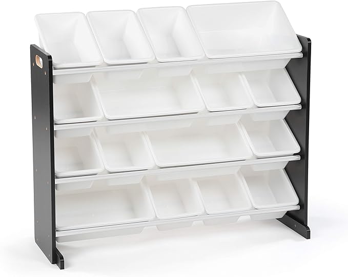 Humble Crew Supersized Toy Storage Organizer with 16 Removable Bins, Black/White – Large Toy Storage for Toddlers Ideal for Kids' Rooms, Playrooms, and Nurseries - Modern Toy Bins for Kids