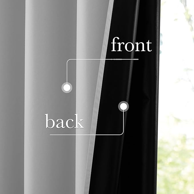 NICETOWN 100% Blackout Off White Curtains for Bedroom, Grommet Thermal Window Treatments Portable Curtains Lightweight Travel Shades for Living Room/Home Office, W52 x L63