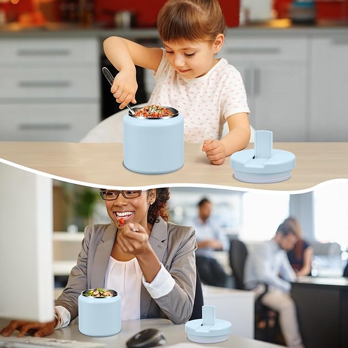 26oz Kids Thermos for Hot Food, Insulated Vacuum Food Jar with Buckle Lid, Stainless Steel Wide Mouth Leak Proof Insulated Lunch Container for School Picnic Travel, Blue