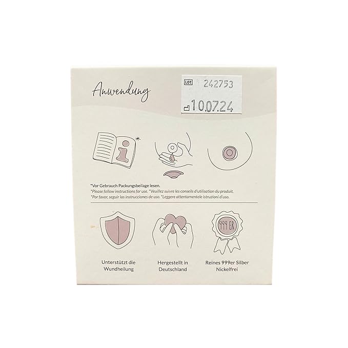 Original Silver Nursing Cups - Made in Germany with 999 Silver - Universal Fit - Protect and Soothe Sore Nipples - Silver Nipple Shields for Breastfeeding - FDA-Registered