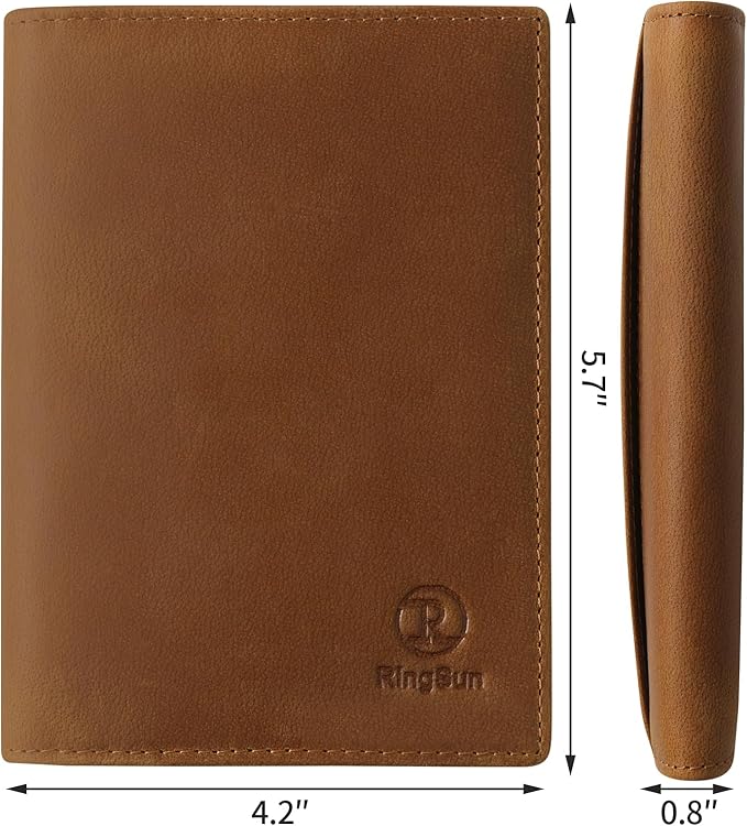 Ringsun Leather Passport Cover for Men Women, RFID Passport Wallet Case Travel Passport Holder for Family