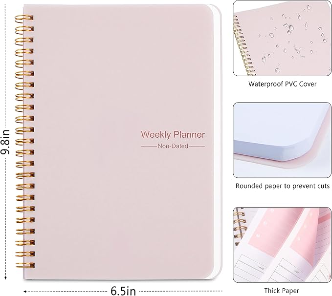 Weekly Planner Undated Planner Book with To-Do List,Weely Goals,Habit Tracker, 5.7"X 8" Inch for 52 Weeks Planning Pink for Women