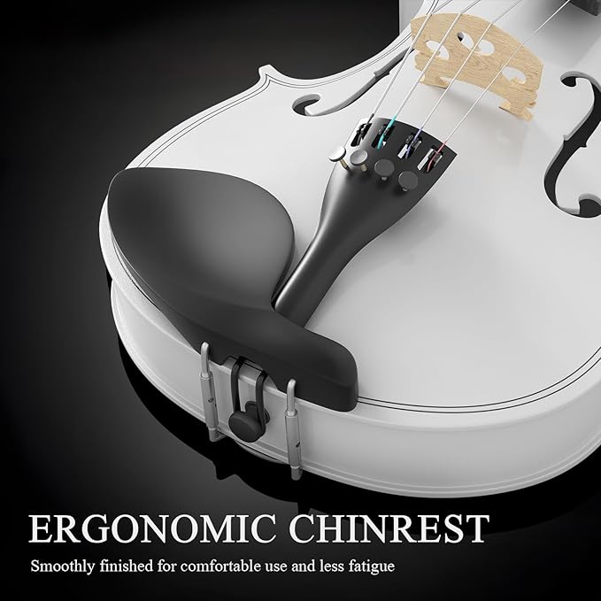 Beginner Violin 4/4, Full Size Violin for Adults, Teens, Student, Acoustic Fiddle Kit with Hard Case, Bow, Rosin, Bridge, Learners Age 12+ (White)
