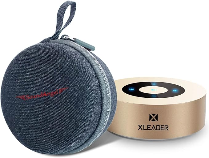 XLEADER Mini Bluetooth Speaker (Travel Case Provided) HD Sound&Rich Bass, Touch Design, 12-15H Playtime, Support Aux Input, Micro SD, Mic, Small, for iPhone Laptop Shower Office, Ideal Gifts, Gold
