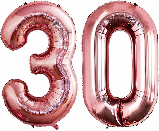 GOER Number 30 Balloons for 30th Birthday Party Decorations,42 Inch Jumbo Foil Helium Balloons for 30th Anniversary (Rose Gold)